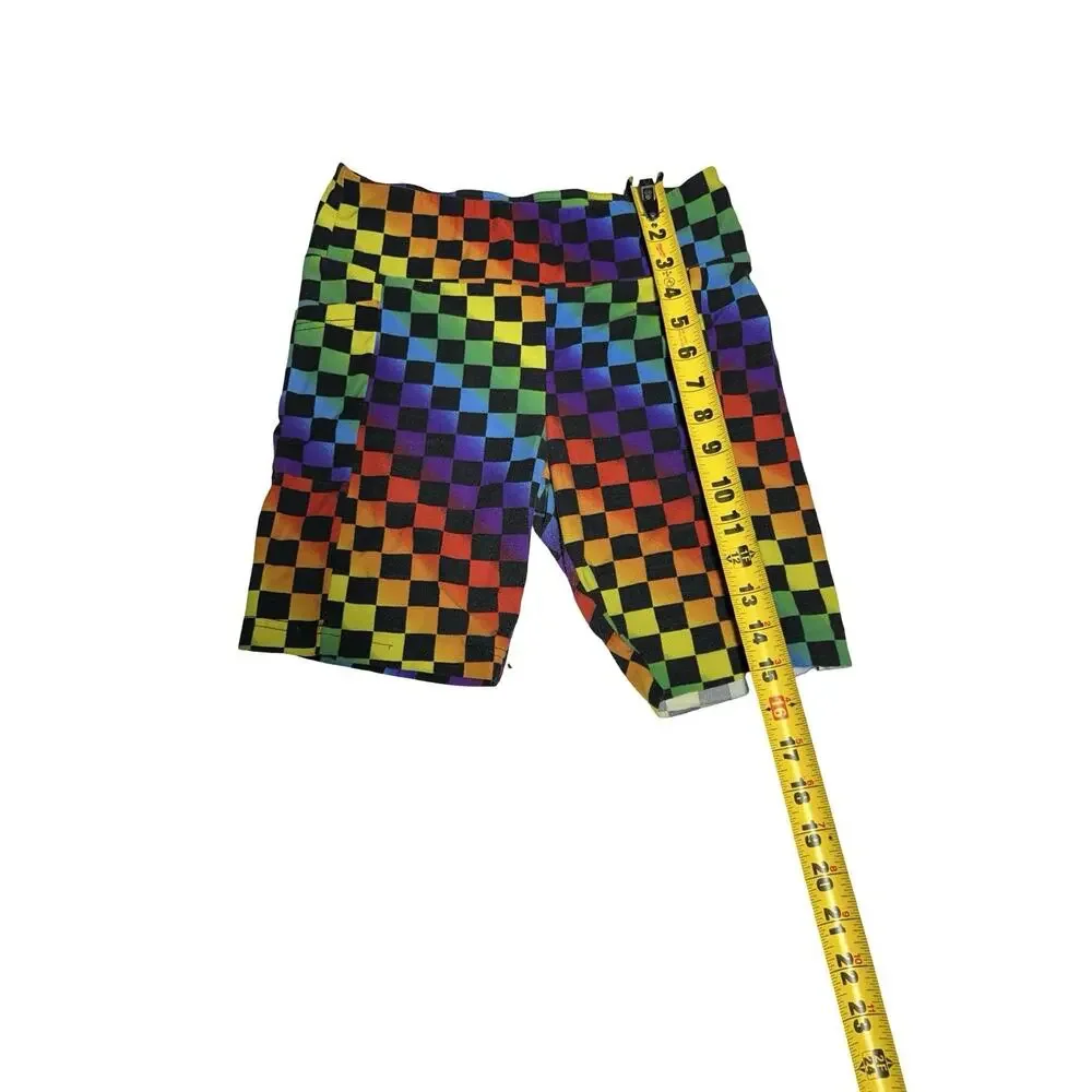 No Boundaries Girls Bike Shorts Size S 3-5 Rainbow Checkered Stretch Athletic